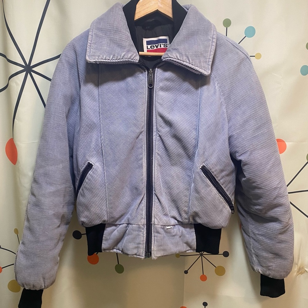 Vtg 70’s 80’s Levis corduroy ski puffer jacket women’s small Retro white tab